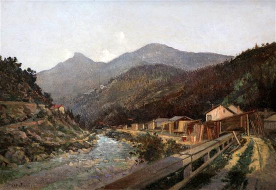 Australian Colonial School; M. Jullien (c.1900) Gold mine workings, 9.5 x 13.5in.